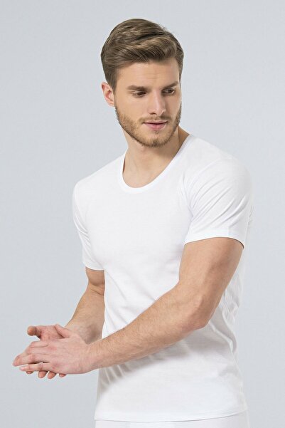 TÜREN 101 White 2-Piece Men's Combed Cotton Open O-Neck Undershirt