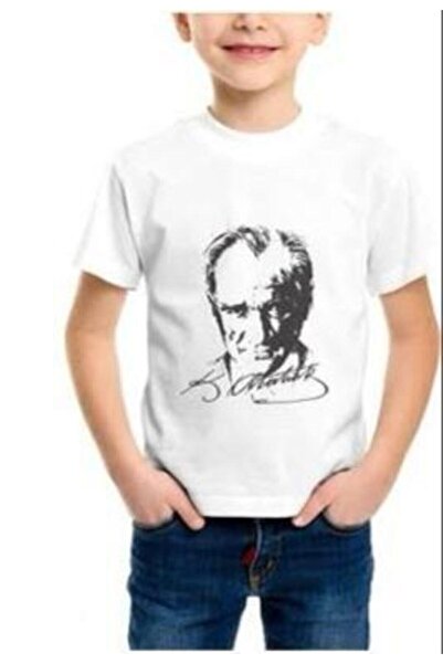 YCN TEKSTİL Tricou cu imprimeu alb-negru Ataturk