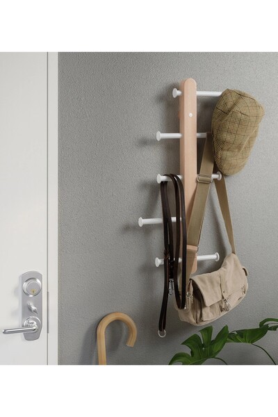 IKEA 5 Kollu Duvar Askısı 60x37 Cm İkea Duvar Kancası Askılık Portmanto Ahşap