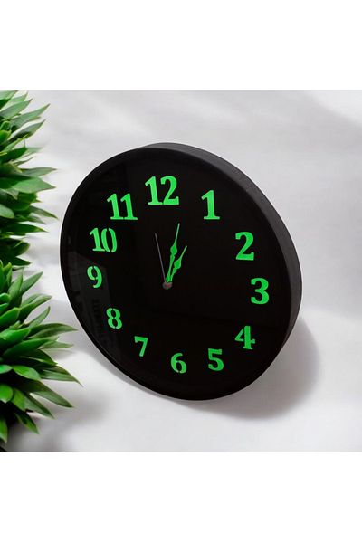 Bahat Phosphorescent Black Living Room Office Wall Clock Diameter 36 cm Plastic