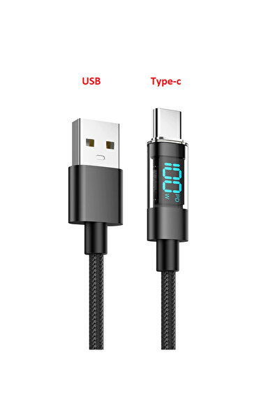 Mettzchrom Dijital Ekranlı Hızlı Şarj Kablosu USB Type-c 100w iphone lightnin...