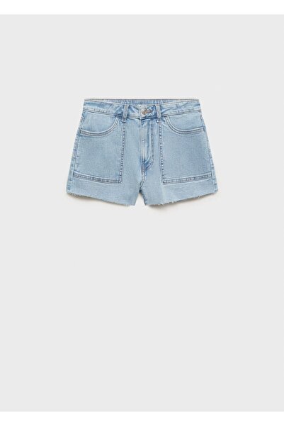Mango Teen Paçaları dikişsiz denim şort