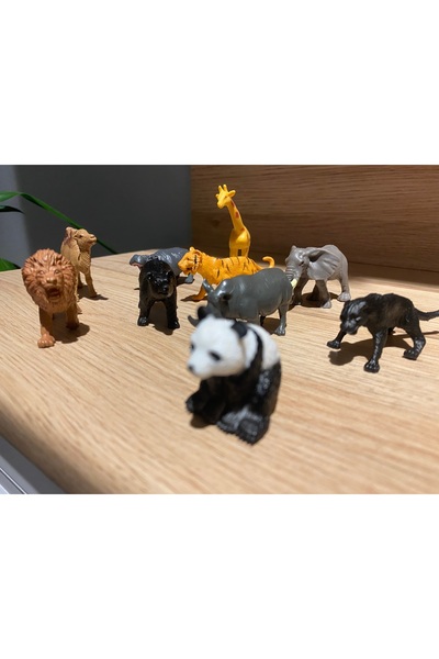 liss çarşı Panda Fil Zürafa Deve Ayı Gergedan vb. 10 Prç. Mini Vahşi Hayvan Seti
