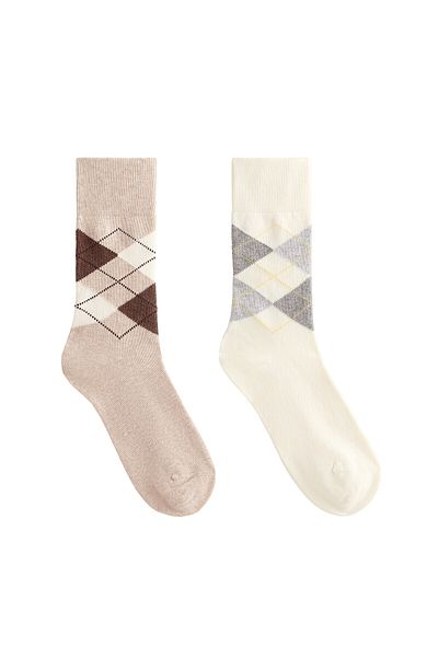 Oysho 2 pairs of diamond cotton blend classic socks