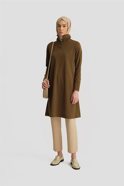 Armine Zipper Detailed Tunic 25Ytd436 Oil Green