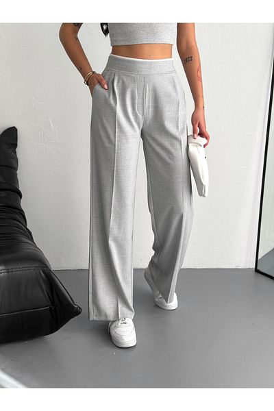 winmoda Belt Detail Palazzo Pants / Women's Fabric Pants