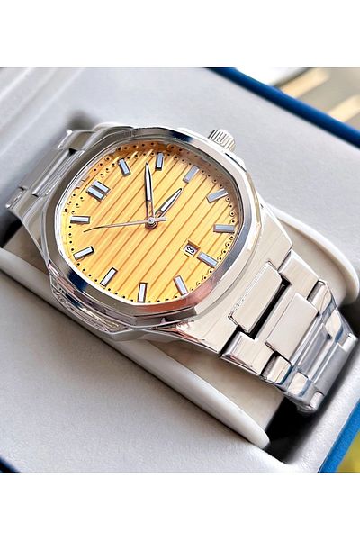Weluxa Silver Color Steel Cord Calendar Men's Wrist Watch