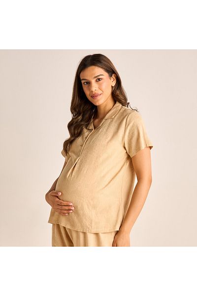 FAV Textured Maternity Shirt and Pyjama Set
