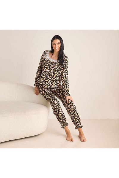 FAV Floral Print Long Sleeves Top and Pyjama Set