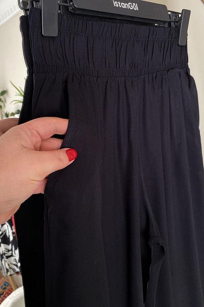 İstangül Butik Wide Leg Ethnic Pattern Viscose Trousers