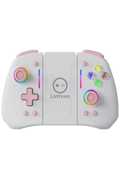 Choice لوحة تحكم لاسلكية باللون الوردي LinYuvo KS42 Meteor Light مزودة بـ 8 أضواء RGB ملونة لـ Switch/Lite/OLED، مع شاشة P