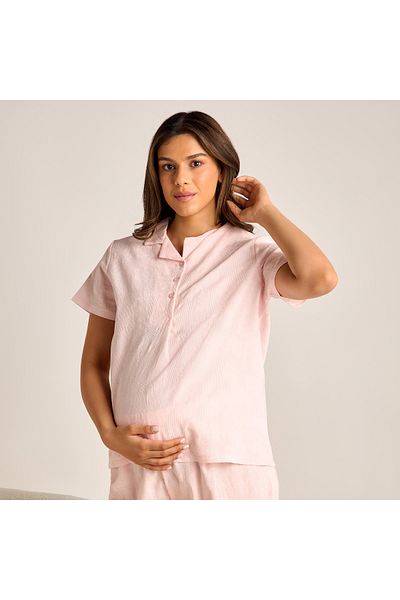 FAV Textured Maternity Shirt and Pyjama Set