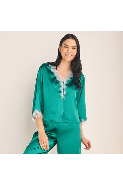 FAV Lace Detailed Shirt and Pyjama Set