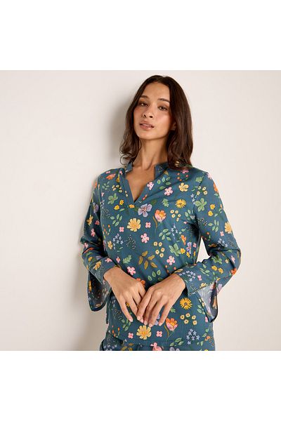 FAV Floral Print Long Sleeves Top and Pyjama Set