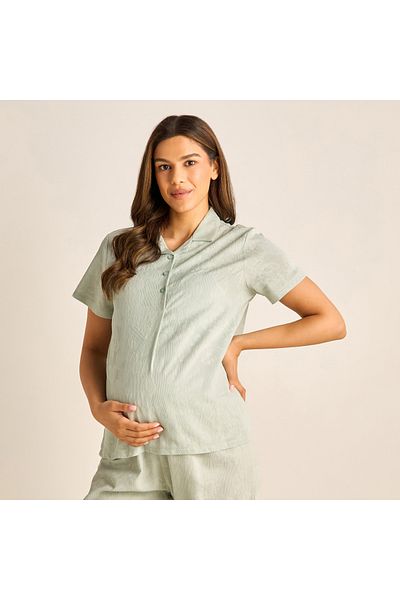 FAV Textured Maternity Shirt and Pyjama Set