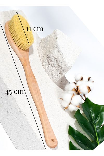 Efsoon Organics Hard Bristled Back Brush Wet and Dry Use Hard Tampico Grass Shower Brush