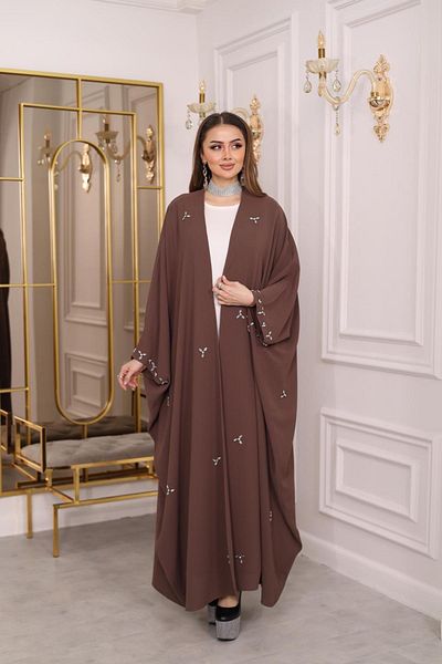 MAY MARA Plus Size Drop Stone Embroidered Detailed Evening Dress Abaya