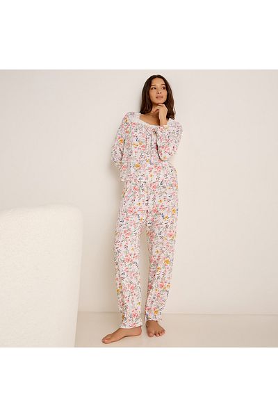 FAV Floral Print Long Sleeves Top and Pyjama Set