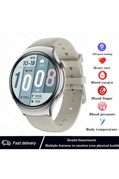 ZYKEXUAN Grey Silicone For Huawei Watch 4 Smart Watch Women 360*360 Amoled Hd Screen Nfc Ip68 Waterproof Hear