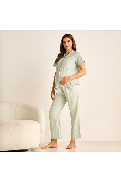 FAV Textured Maternity Shirt and Pyjama Set