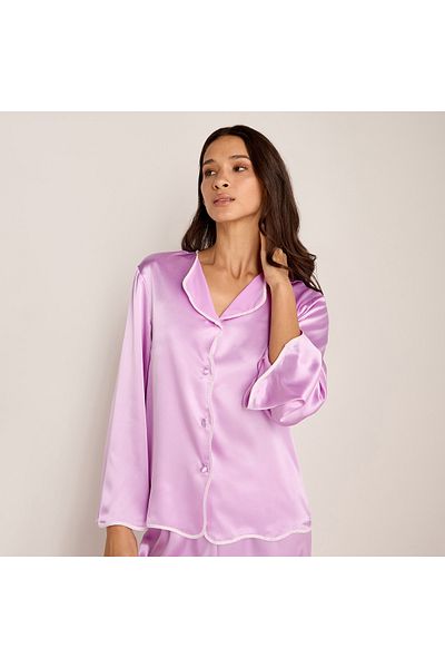 FAV Contrast Piping Detail Shirt and Pyjama Set with Eye Mask