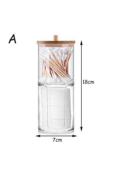 Choice A Acrylic Storage Box Bathroom Jar Makeup Organizer Cotton Round Pad Holder Cotton Swab Box Qtip Ho.