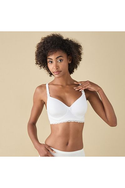 FAV Lace Detail Solid Nursing Bra with Hook and Eye Closure