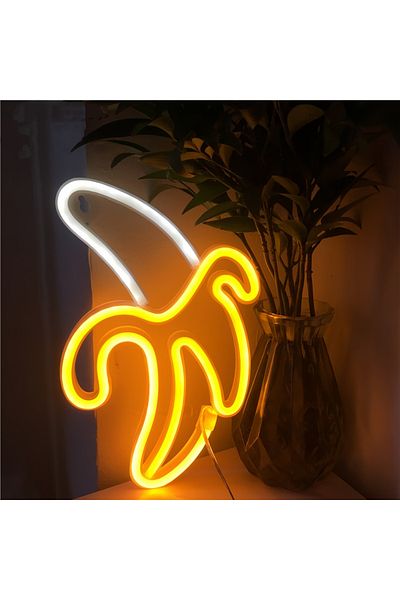Choice 0-5W Yellow Banana LED neon light, USB/battery powered night light, birthday party, living room, wed