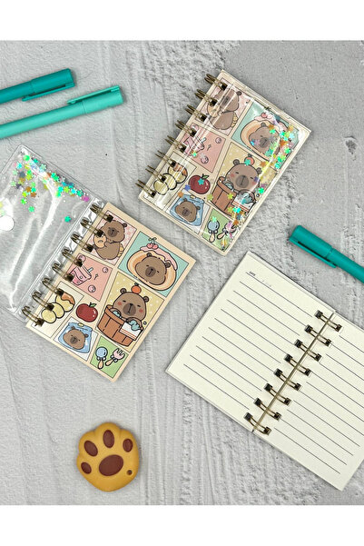 ZeCo Collection Sequin Shimmering Cute Animal Pattern Mini Spiral Notebook Ruled 64 Sheets Yellow Color
