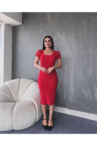 Butik Merrline Women Lace Sleeve Detail Midi Dress