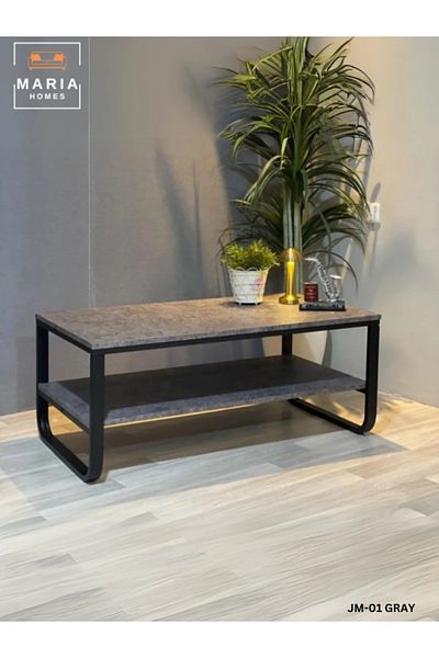 MARIA HOMES Modern Industrial Coffee Table With Storage Shelf 110x60x50 Cm – Wood Metal Frame For Living Room