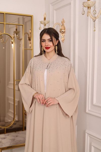 MAY MARA Plus Size Front and Back Part with Stones Abaya
