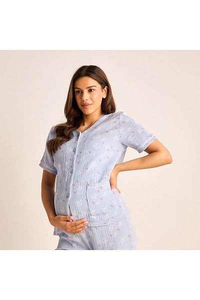 FAV Printed Maternity Top and Elasticated Pyjama Set