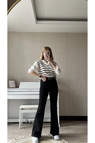 ByCukurovaFrango By-4289 Black Flared Flare Jean Women's t Shaping / Sculptin...