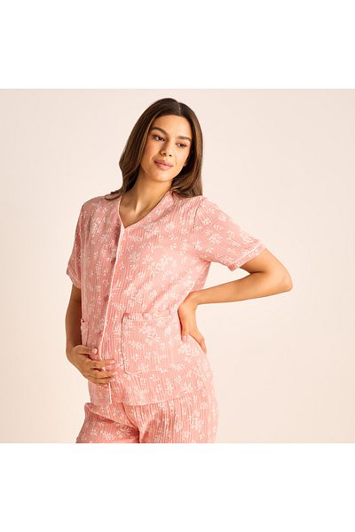 FAV Floral Print Maternity Top and Elasticated Pyjama Set