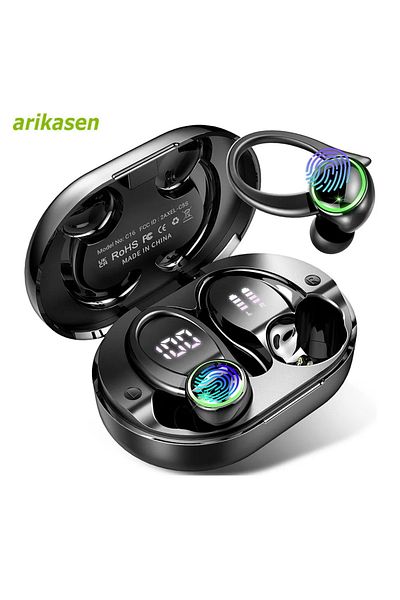 Choice black Headphones Bluetooth 5.3 Wireless Bass Stereo Over Ear Earbuds ENC Noise Cancelling Mic with E