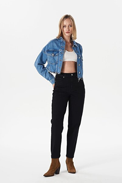 ByCukurovaFrango By-6945 Zero High Waist Mom Comfort Jean Black Jeans Narrow ...