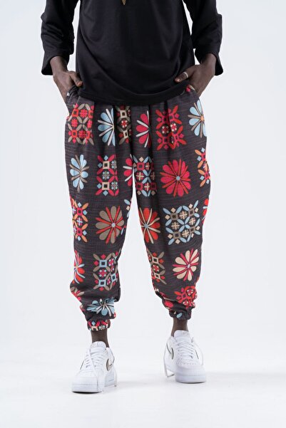 Superbluemexico Unisex Etkink Desen Yazlık Bürümcük Şalvar Pantolon
