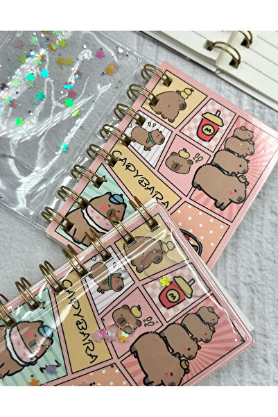 ZeCo Collection Sequin Shimmering Cute Animal Pattern Mini Spiral Notebook Ruled 64 Sheets Pink Color