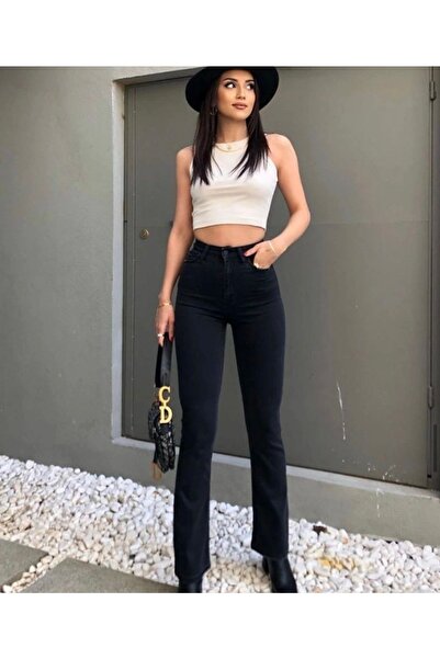 ByCukurovaFrango By-3791 Zero Max Women's Black Spanish Leg Jeans Lycra Stret...