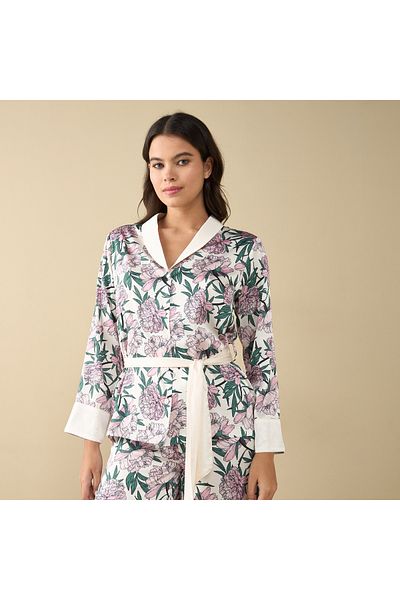 FAV All-Over Floral Print Shirt with Tie-Up and Pyjama Set