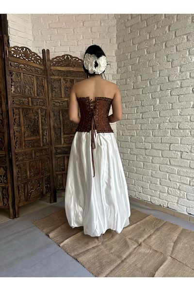 moneta boutique Fusta midi cu balon din satin cu design pentru femei, cu talie elastică