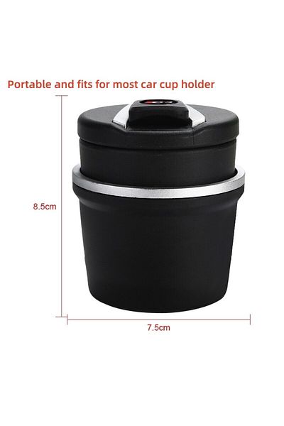 Choice Black 1pc Led Portable Car Ashtray With Automatic Light Indicator Creative Cigarette Ash Holder Cup