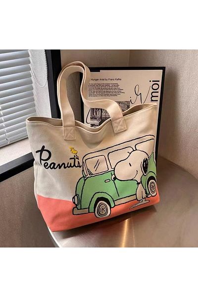 Choice Snoopy-B Miniso Disney Snoopy Cartoon Kawaii Canvas Bag Women's Fashion Versatile Large Capacity Cas