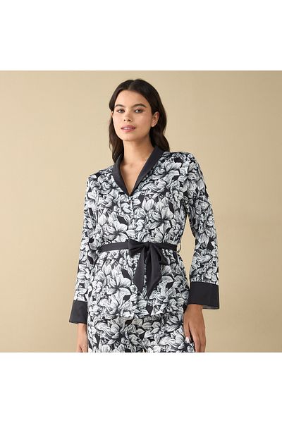 FAV All-Over Floral Print Shirt with Tie-Up and Pyjama Set