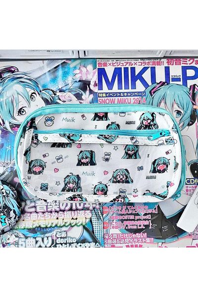 Choice 1 Cartoon Hatsune Miku Large Capacity Good-Looking Clamshell Pencil Pen Case Kawaii Learn Stationer.