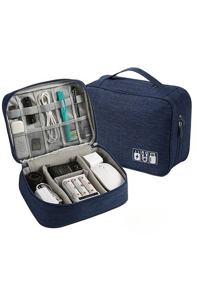 Choice Navy Blue Cable Storage Bag Waterproof Digital Electronic Organizer Portable USB Data Line Charger P