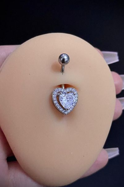 Blisse Piercing Women's Surgical Steel Heart Zircon Stone Belly Navel Piercing