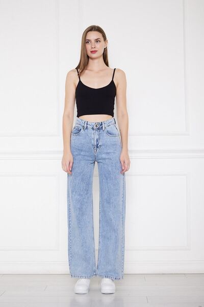 ByCukurovaFrango BY-8117 Penolope Blugi de damă cu talie înaltă, albaștri, cu...