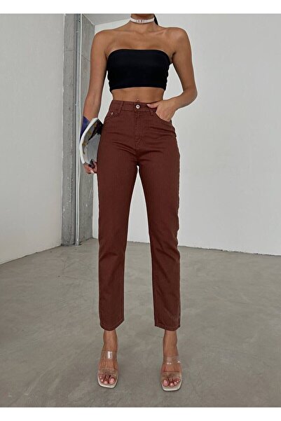 MAKRAS EXCLUSIVE A196123 Γυναικείο τζιν παντελόνι με ψηλόμεσο κορδόνι, απαλό ...